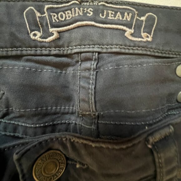 Robins Jean Vintage Womens 31 Rock N Roll Grey Jeans Cross Angel Embroidery - Picture 7 of 14